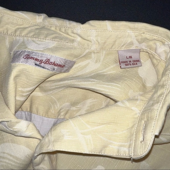 Tommy Bahama Shirt Mens Large Silk Hawaiian button Up Yellow Short Sleeve H - Picture 6 of 6